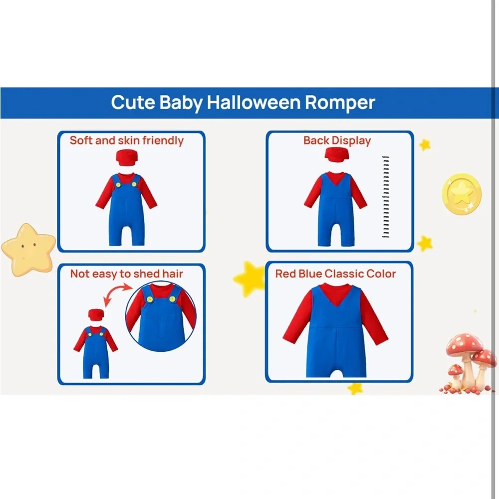 Mario Themed Costume Size 0-3 Months